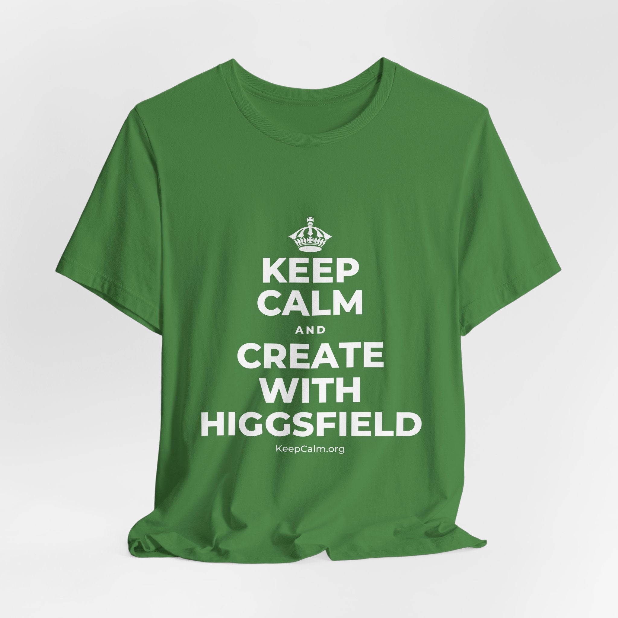 KEEP CALM AND CREATE WITH HIGGSFIELD T-Shirt (Baby Blue–Silver)