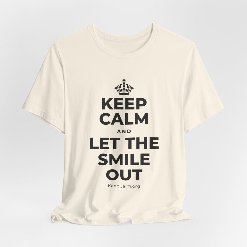 KEEP CALM AND LET THE SMILE OUT T-Shirt (White–Asphalt)