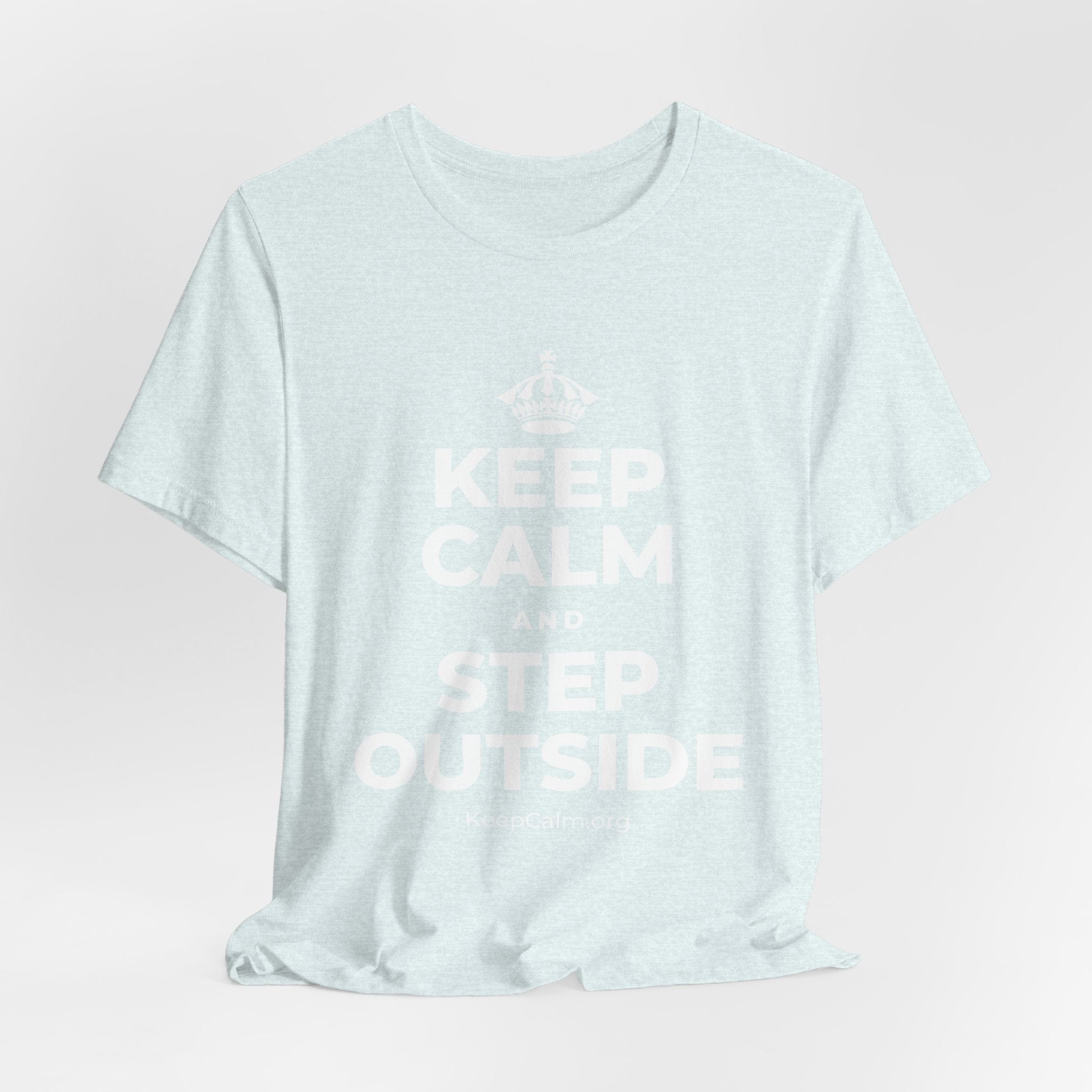 KEEP CALM AND STEP OUTSIDE T-Shirt (Soft Cream–Heather Mauve)