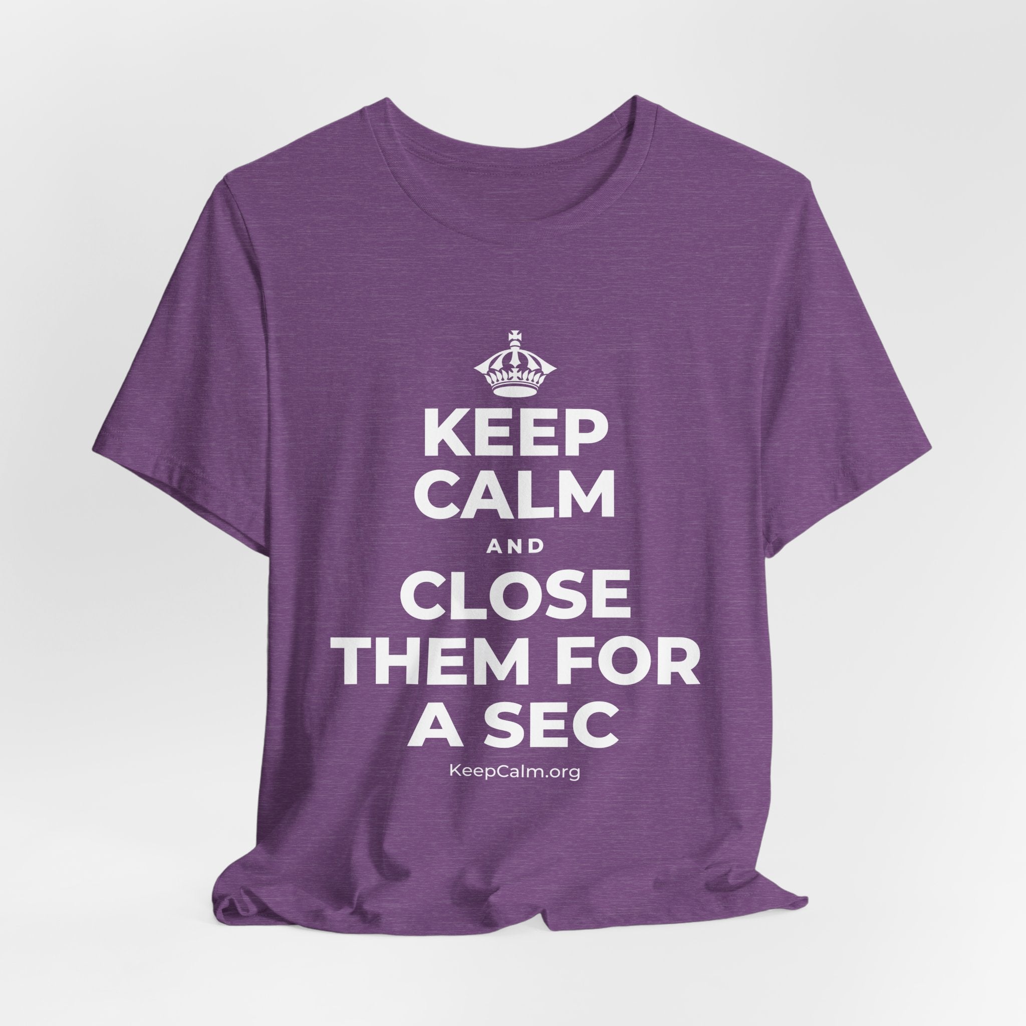 KEEP CALM AND CLOSE THEM FOR A SEC T-Shirt (Baby Blue–Silver)