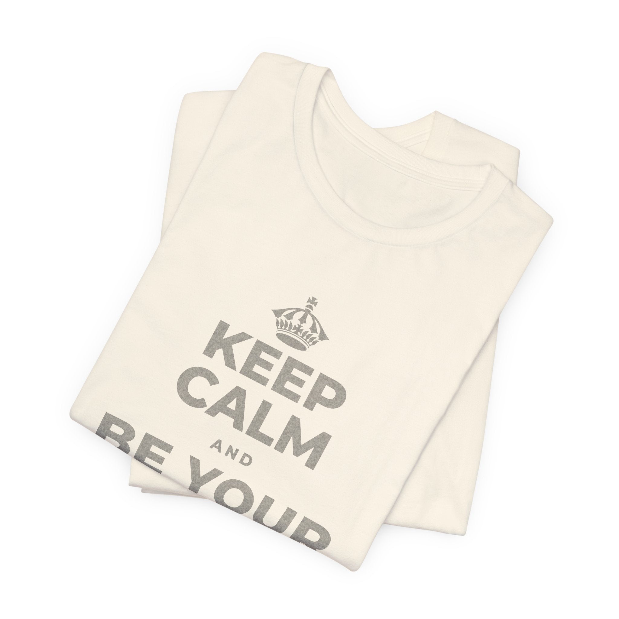 KEEP CALM AND BE YOUR OWN VALENTINE T-Shirt (White–Asphalt)
