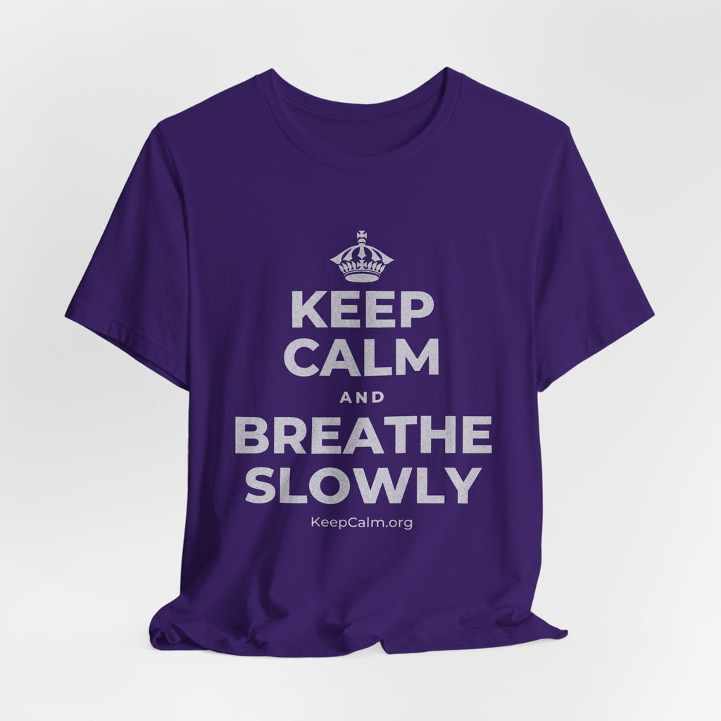 KEEP CALM AND BREATHE SLOWLY T-Shirt (Soft Cream–Heather Mauve)