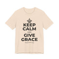 KEEP CALM AND GIVE GRACE T-Shirt (Soft Cream–Heather Mauve)