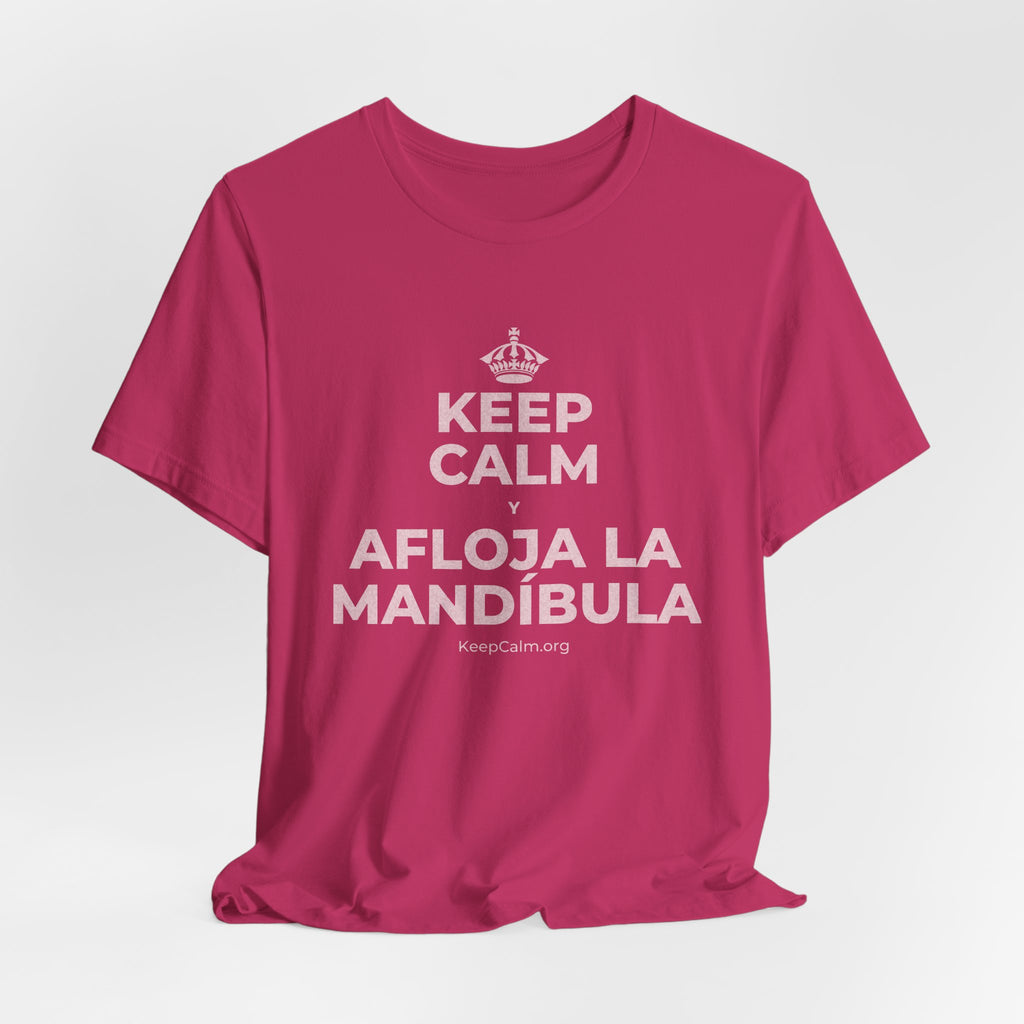 KEEP CALM Y AFLOJA LA MANDÍBULA T-Shirt (Baby Blue–Silver)