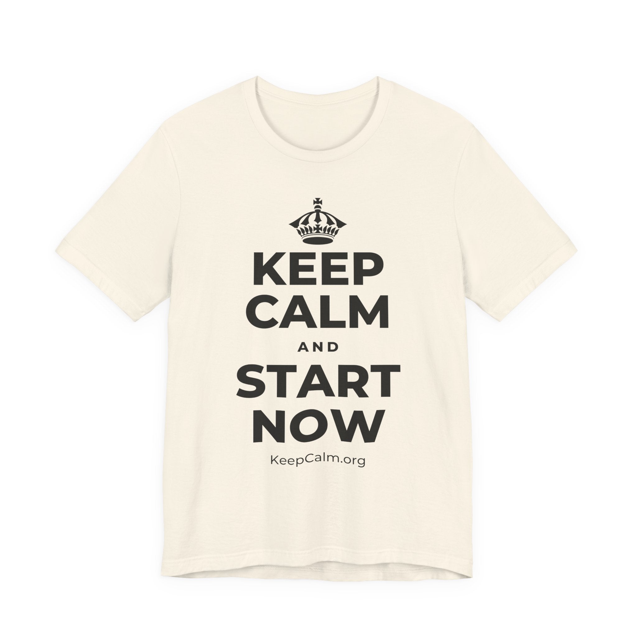 KEEP CALM AND START NOW T-Shirt (White–Asphalt)