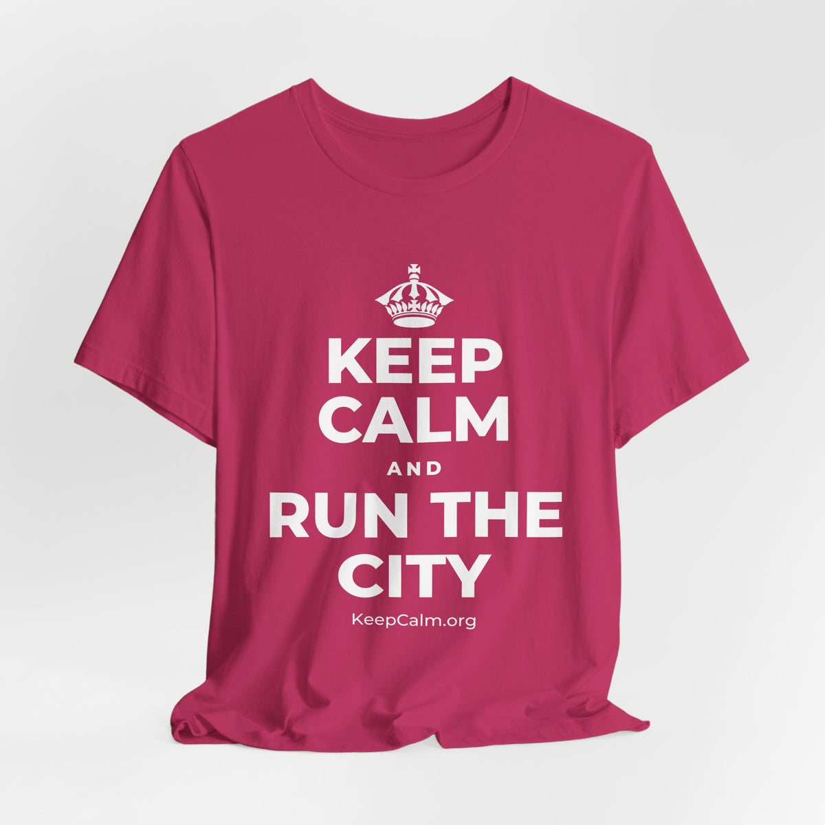 KEEP CALM AND RUN THE CITY T-Shirt (Baby Blue–Silver)