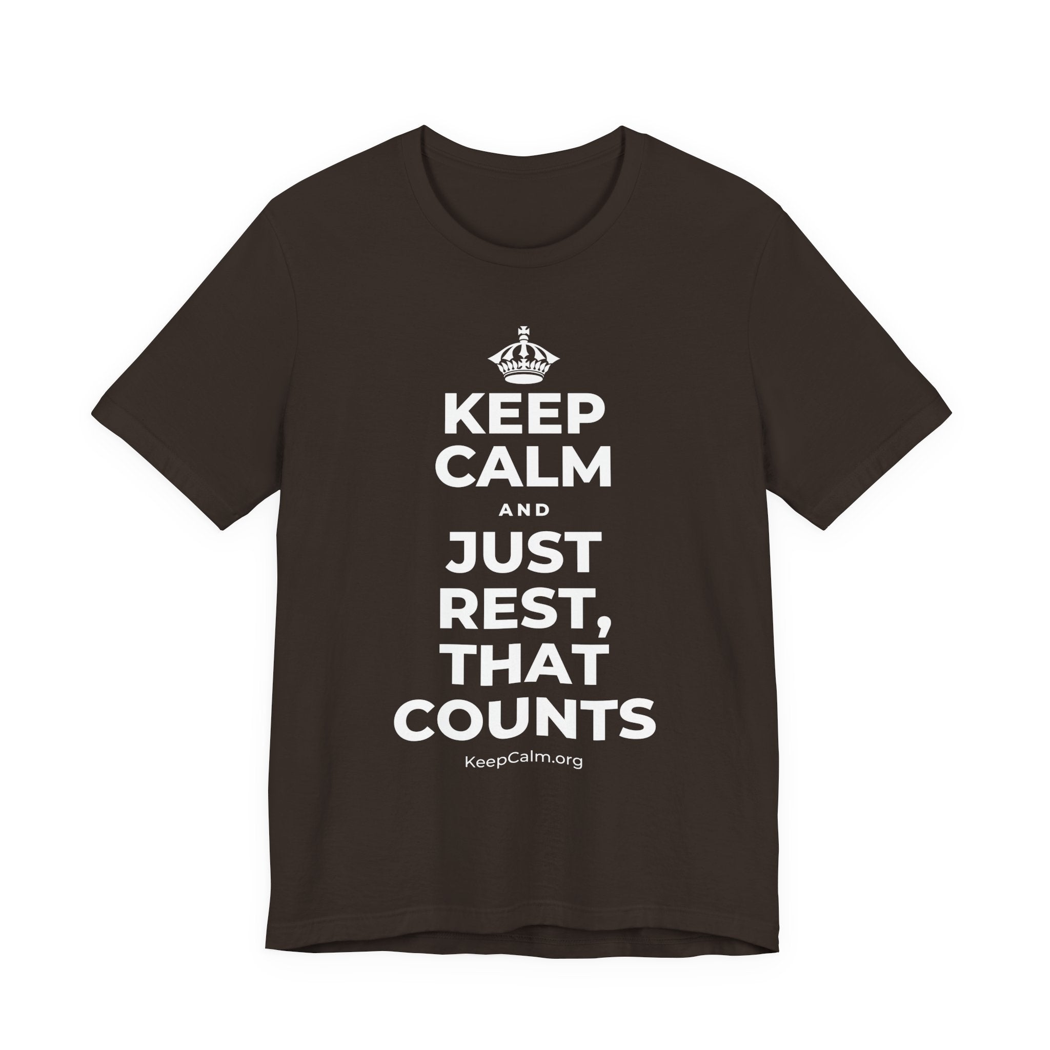 KEEP CALM AND JUST REST, THAT COUNTS T-Shirt (Soft Cream–Heather Mauve)