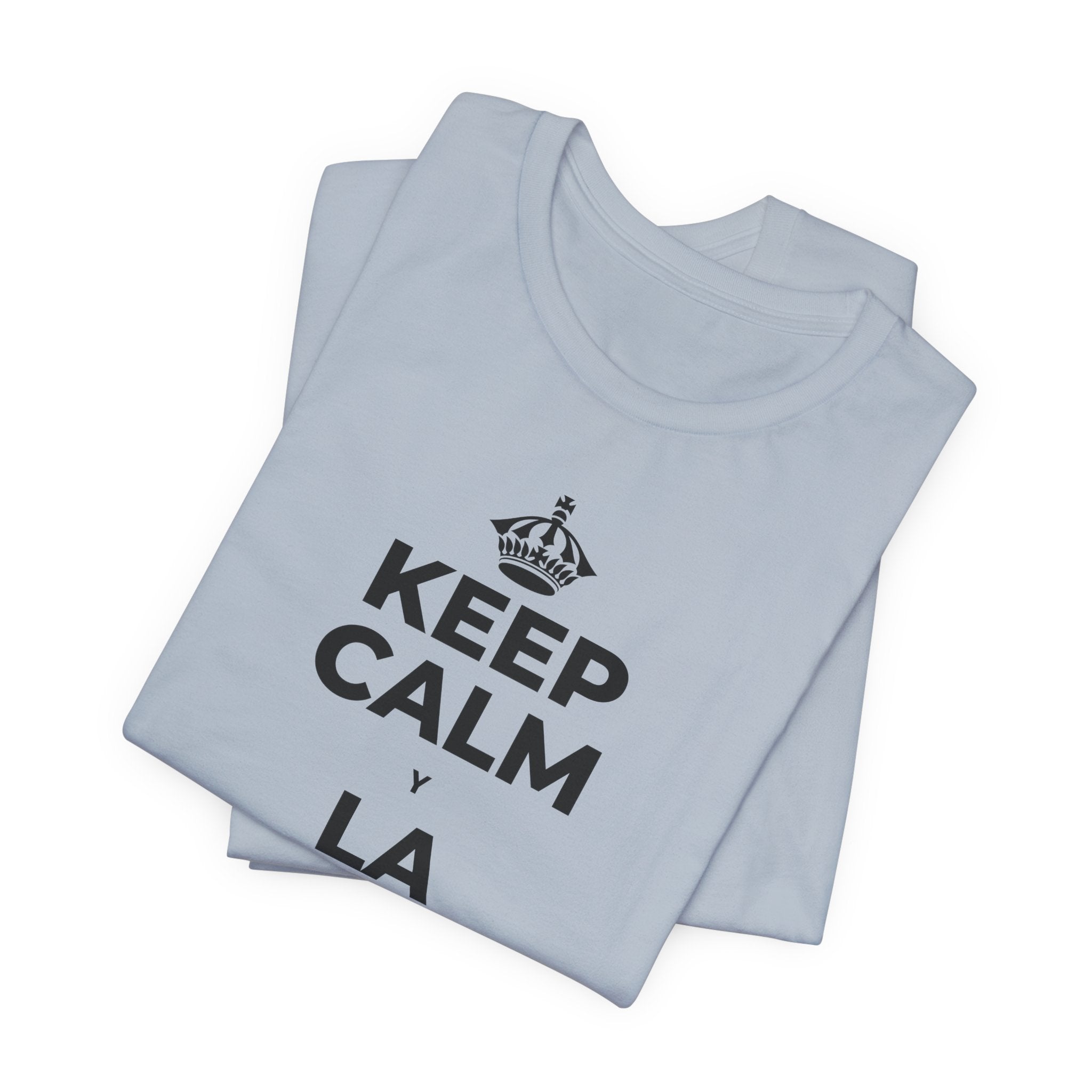 KEEP CALM Y LA FRENTE EN ALTO T-Shirt (White–Asphalt)