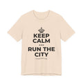 KEEP CALM AND RUN THE CITY T-Shirt (Soft Cream–Heather Mauve)