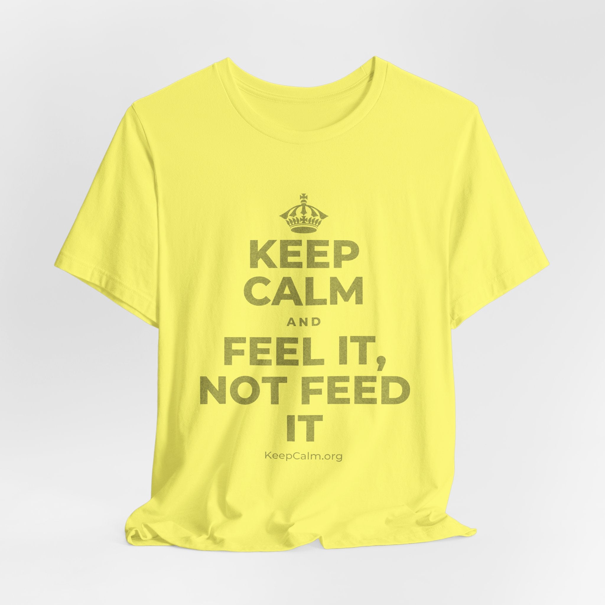 KEEP CALM AND FEEL IT, NOT FEED IT T-Shirt (Soft Cream–Heather Mauve)