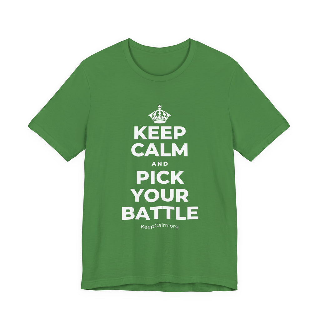 KEEP CALM AND PICK YOUR BATTLE T-Shirt (Baby Blue–Silver)