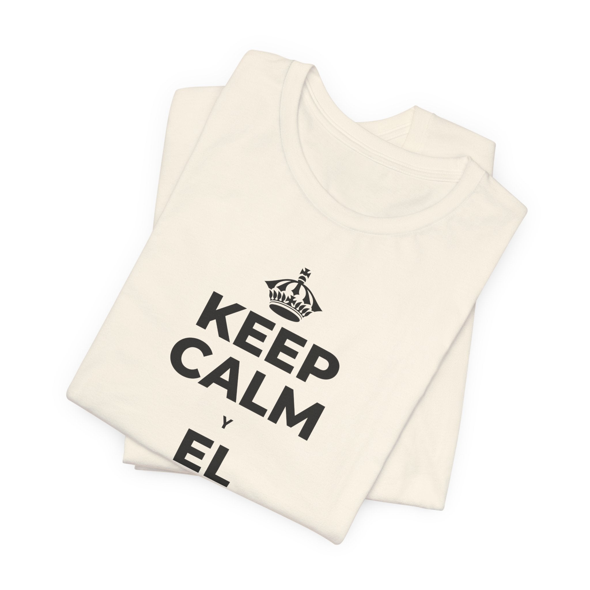 KEEP CALM Y EL AMOR PROPIO CUENTA T-Shirt (White–Asphalt)