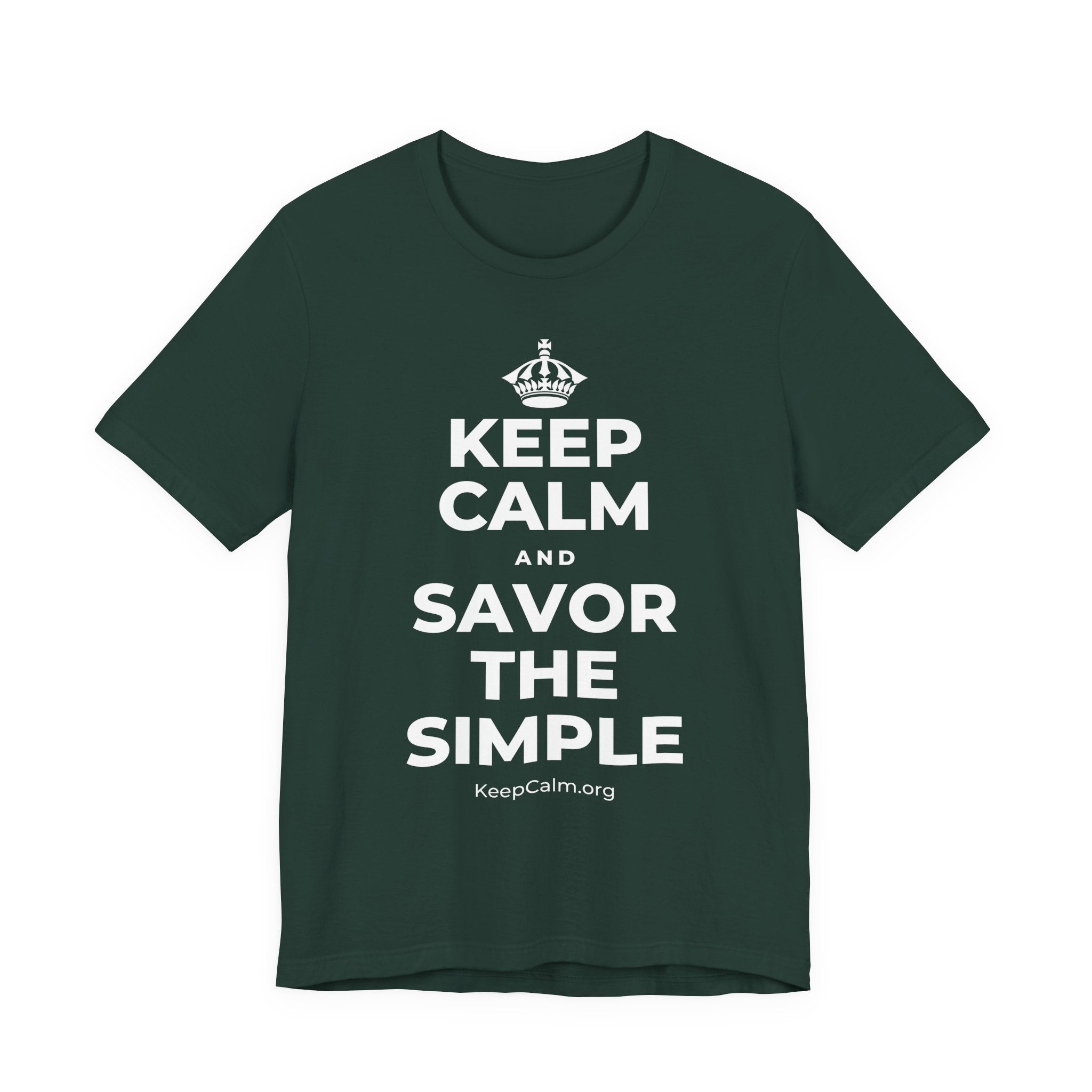 KEEP CALM AND SAVOR THE SIMPLE T-Shirt (White–Asphalt)
