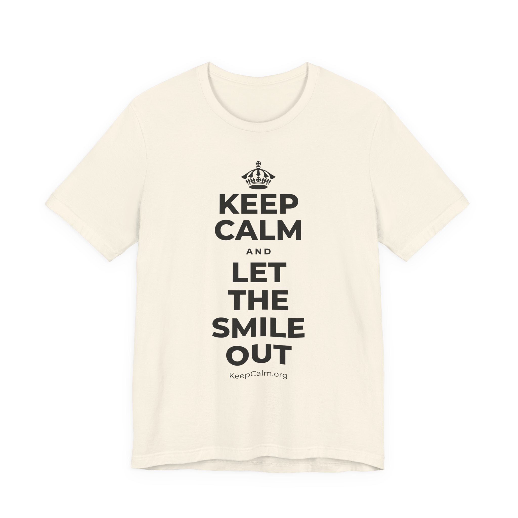 KEEP CALM AND LET THE SMILE OUT T-Shirt (White–Asphalt)