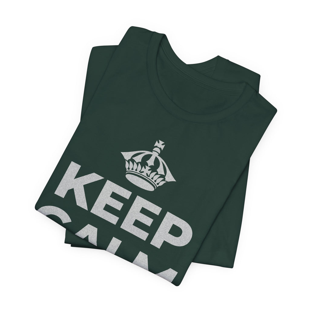 KEEP CALM AND 見知らぬ人に微笑んで T-Shirt (White–Asphalt)