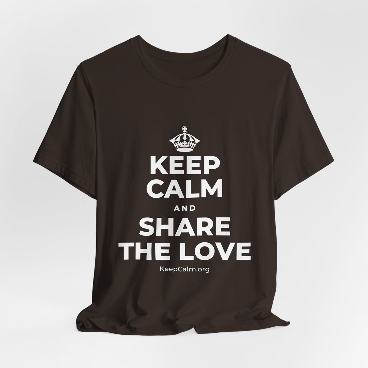 KEEP CALM AND SHARE THE LOVE T-Shirt (Soft Cream–Heather Mauve)