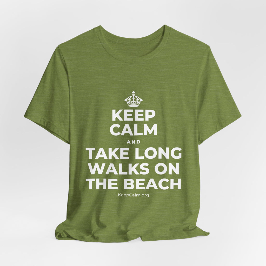 KEEP CALM AND TAKE LONG WALKS ON THE BEACH T-Shirt (Baby Blue–Silver)