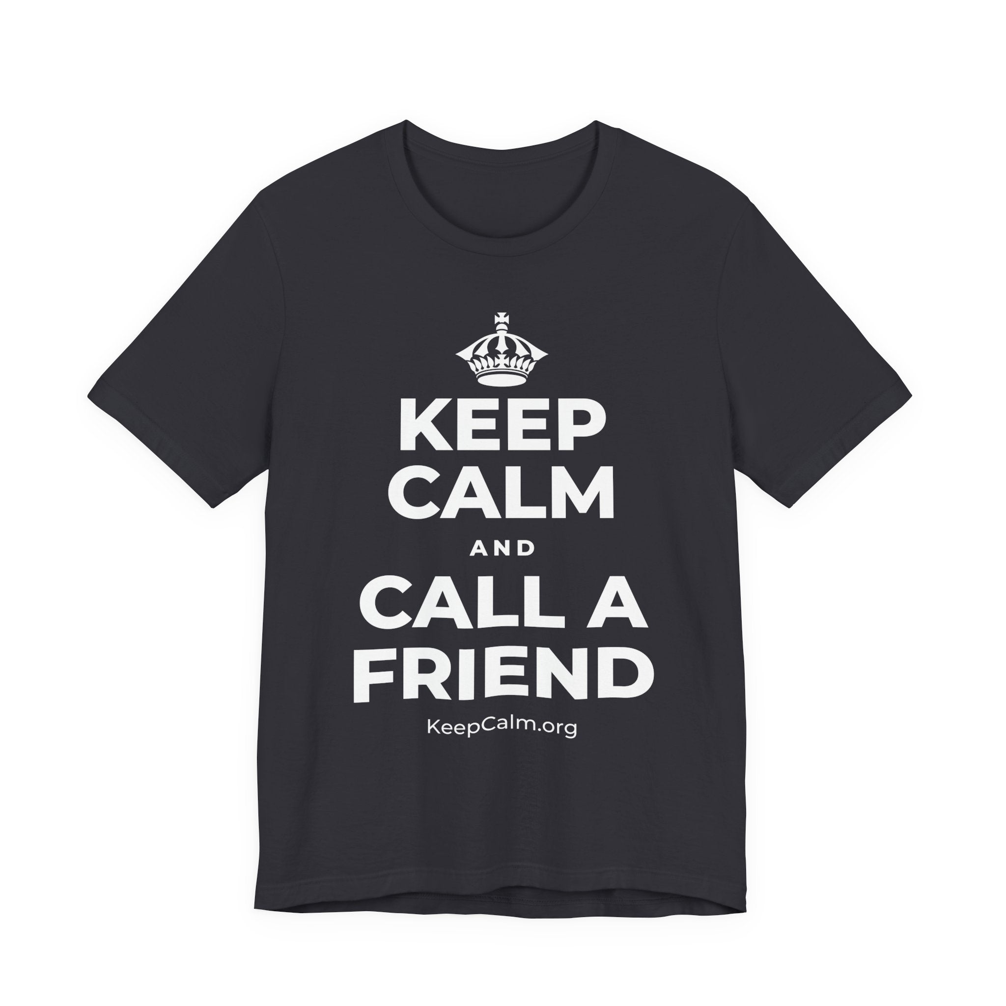 KEEP CALM AND CALL A FRIEND T-Shirt (Baby Blue–Silver)