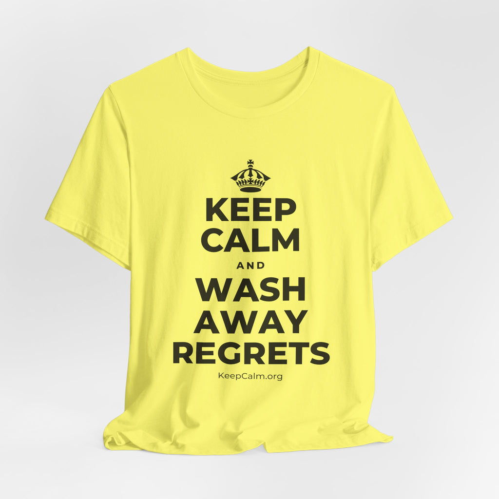 KEEP CALM AND WASH AWAY REGRETS T-Shirt (Soft Cream–Heather Mauve)