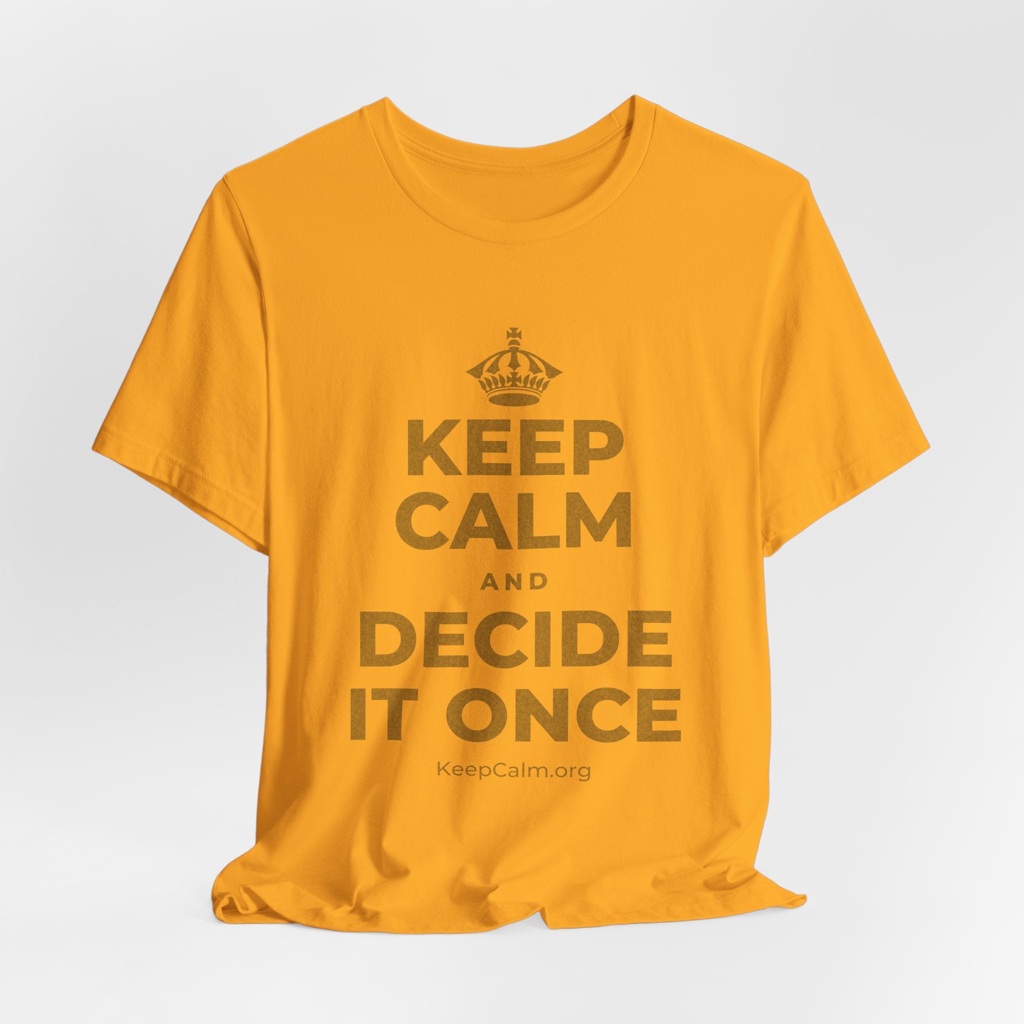 KEEP CALM AND DECIDE IT ONCE T-Shirt (Baby Blue–Silver)