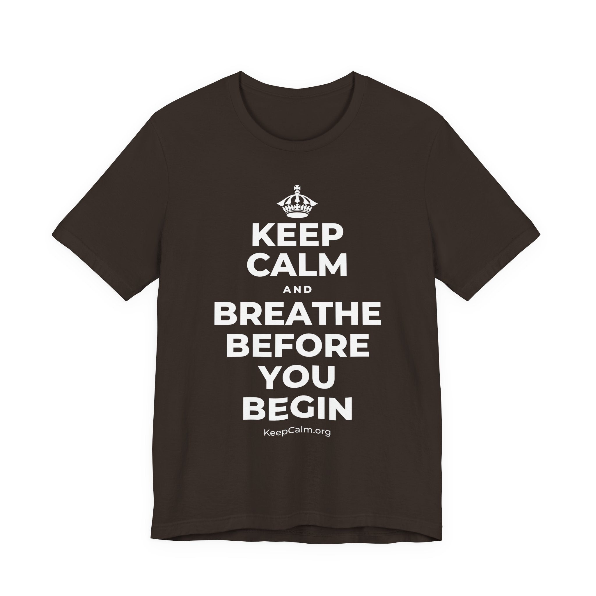 KEEP CALM AND BREATHE BEFORE YOU BEGIN T-Shirt (Soft Cream–Heather Mauve)
