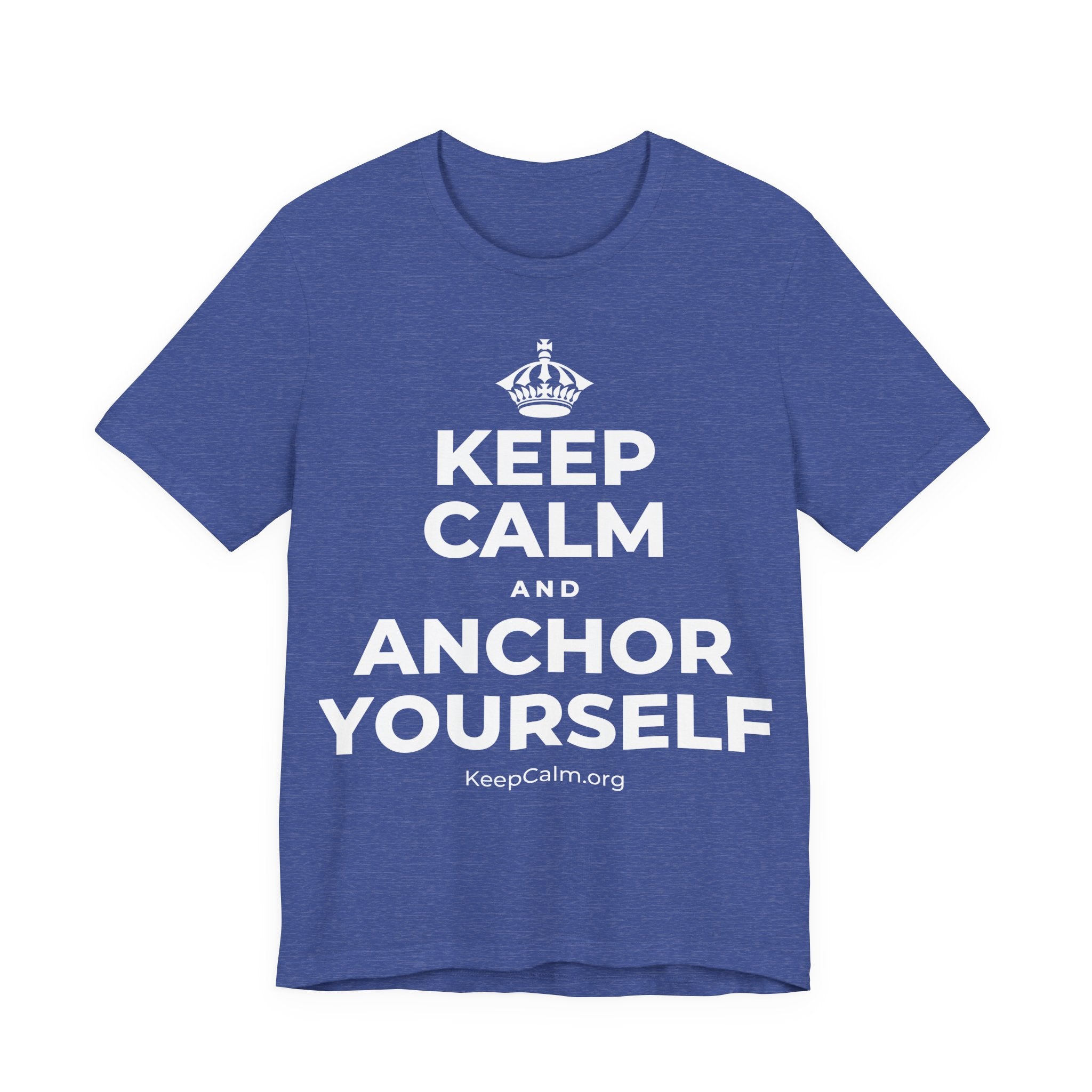 KEEP CALM AND ANCHOR YOURSELF T-Shirt (Baby Blue–Silver)