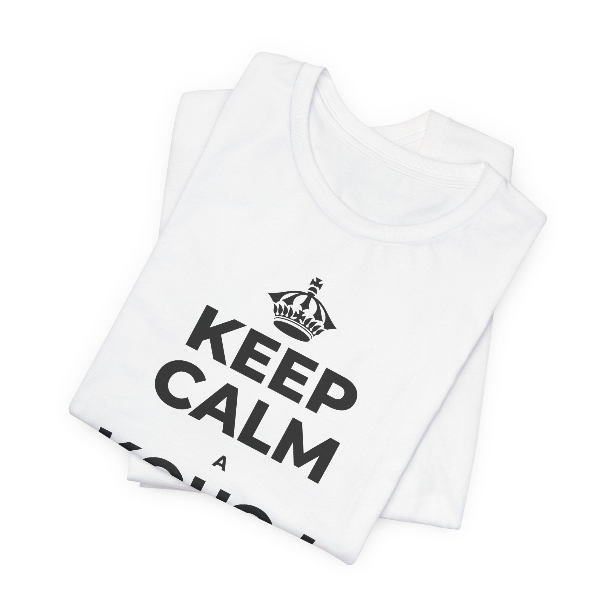 KEEP CALM A KOHO I KE AHONUI T-Shirt (White–Asphalt)