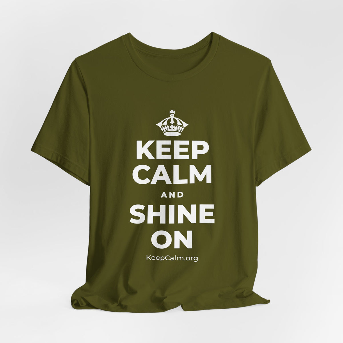 KEEP CALM AND SHINE ON T-Shirt (Baby Blue–Silver)