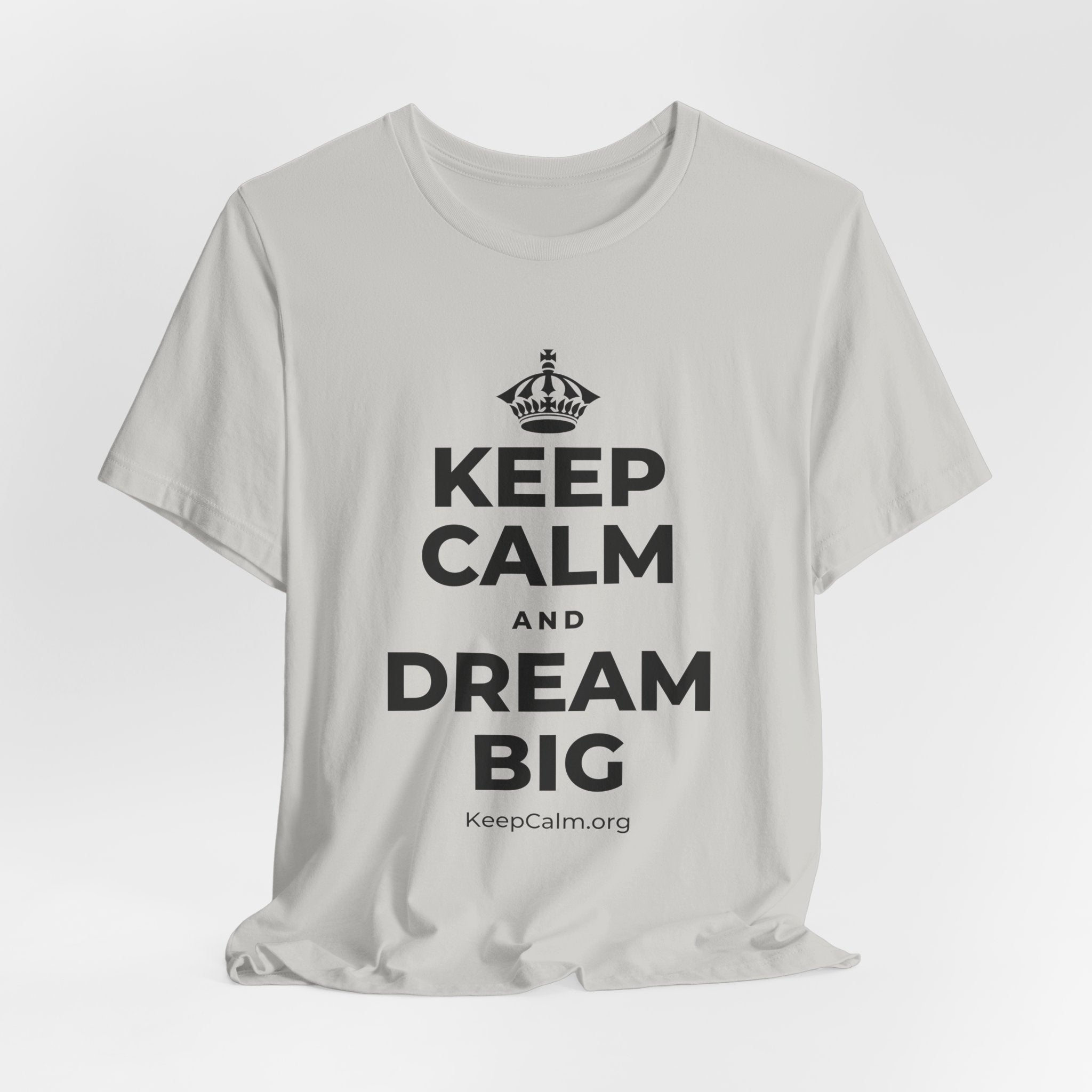 KEEP CALM AND DREAM BIG T-Shirt (Baby Blue–Silver)