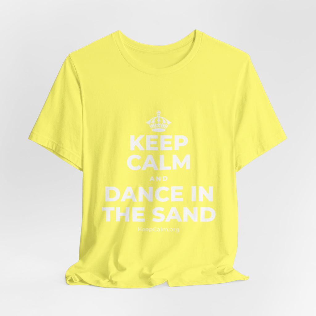 KEEP CALM AND DANCE IN THE SAND T-Shirt (Soft Cream–Heather Mauve)