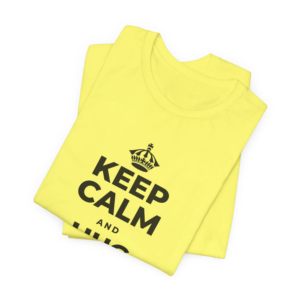 KEEP CALM AND HUG YOUR DOG T-Shirt (Soft Cream–Heather Mauve)