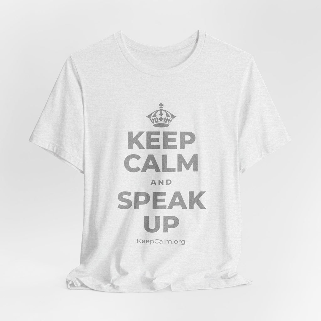 KEEP CALM AND SPEAK UP T-Shirt (Soft Cream–Heather Mauve)