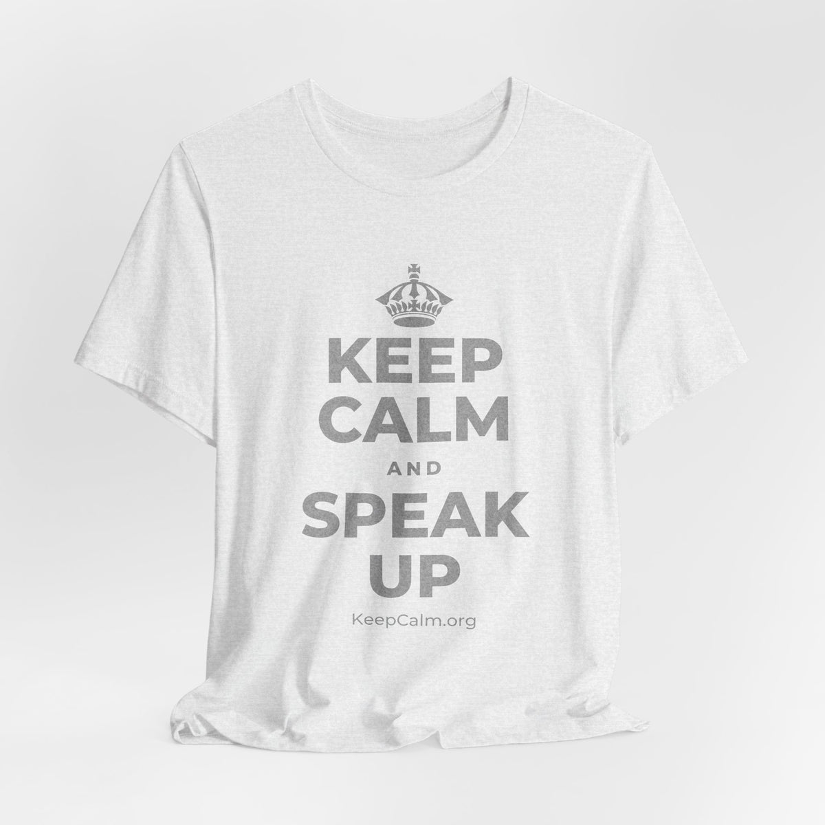 KEEP CALM AND SPEAK UP T-Shirt (Soft Cream–Heather Mauve)