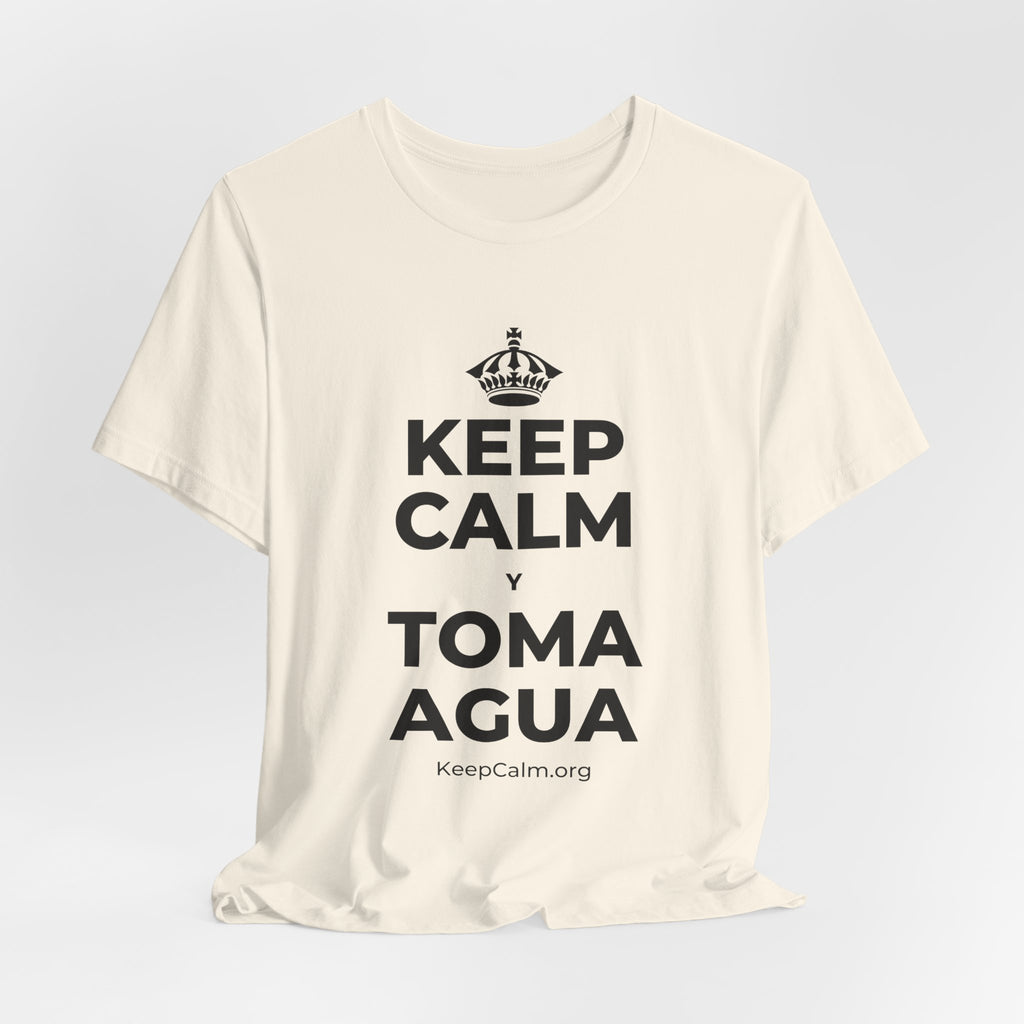 KEEP CALM Y TOMA AGUA T-Shirt (White–Asphalt)