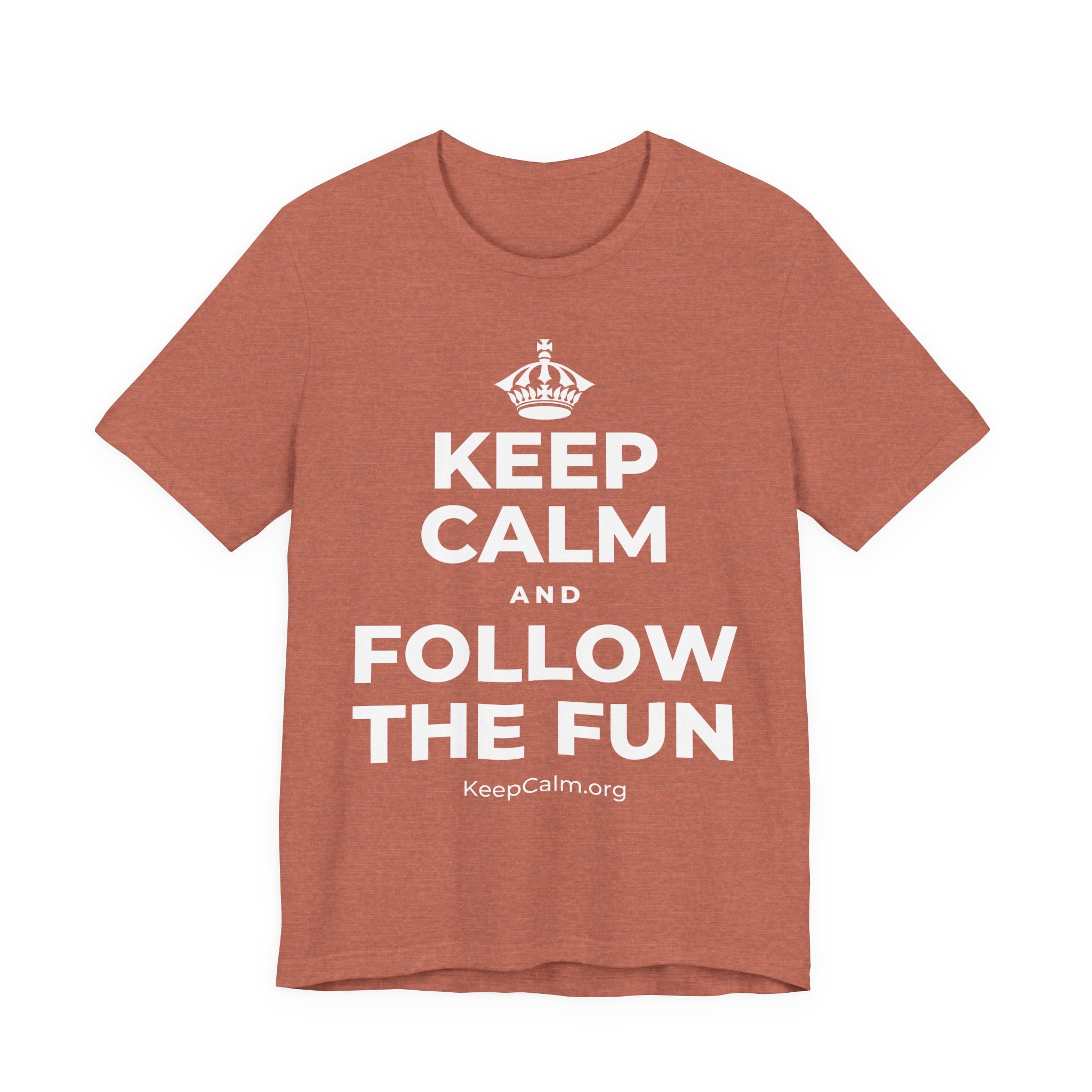 KEEP CALM AND FOLLOW THE FUN T-Shirt (Soft Cream–Heather Mauve)