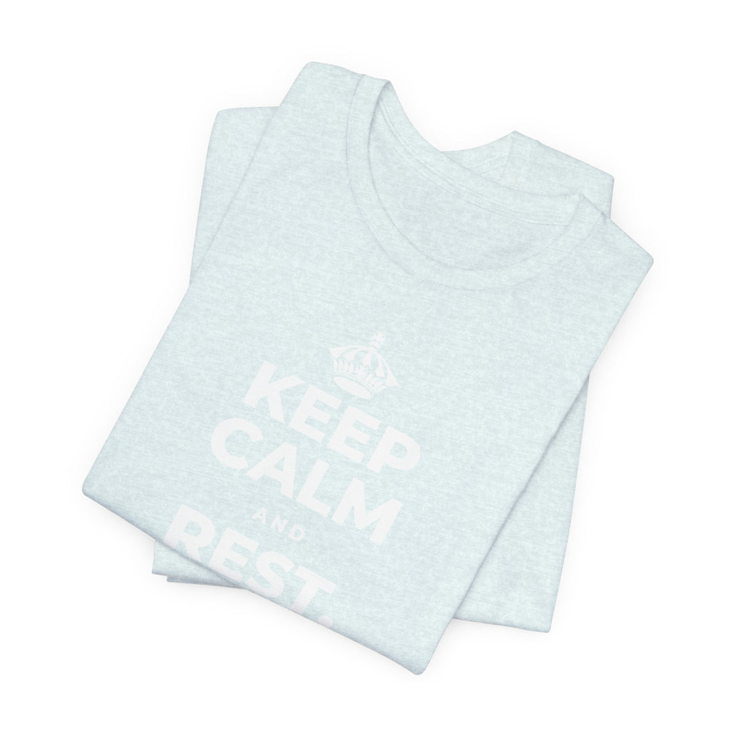 KEEP CALM AND REST, EVEN WIDE AWAKE T-Shirt (Soft Cream–Heather Mauve)
