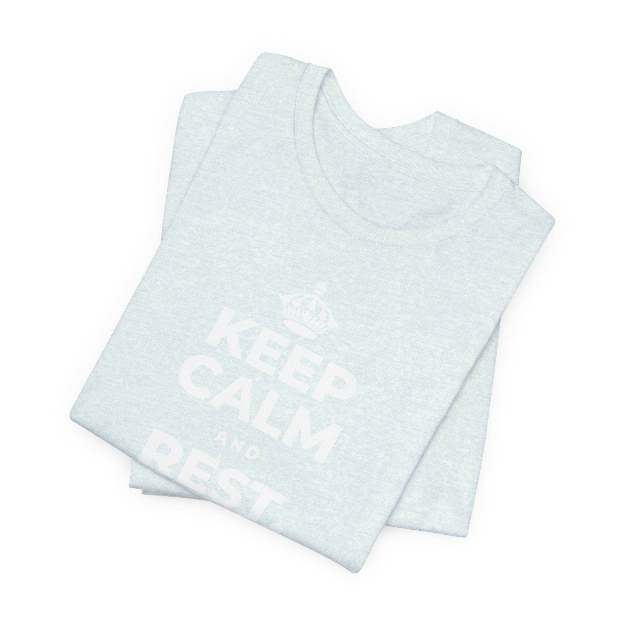 KEEP CALM AND REST, EVEN WIDE AWAKE T-Shirt (Soft Cream–Heather Mauve)