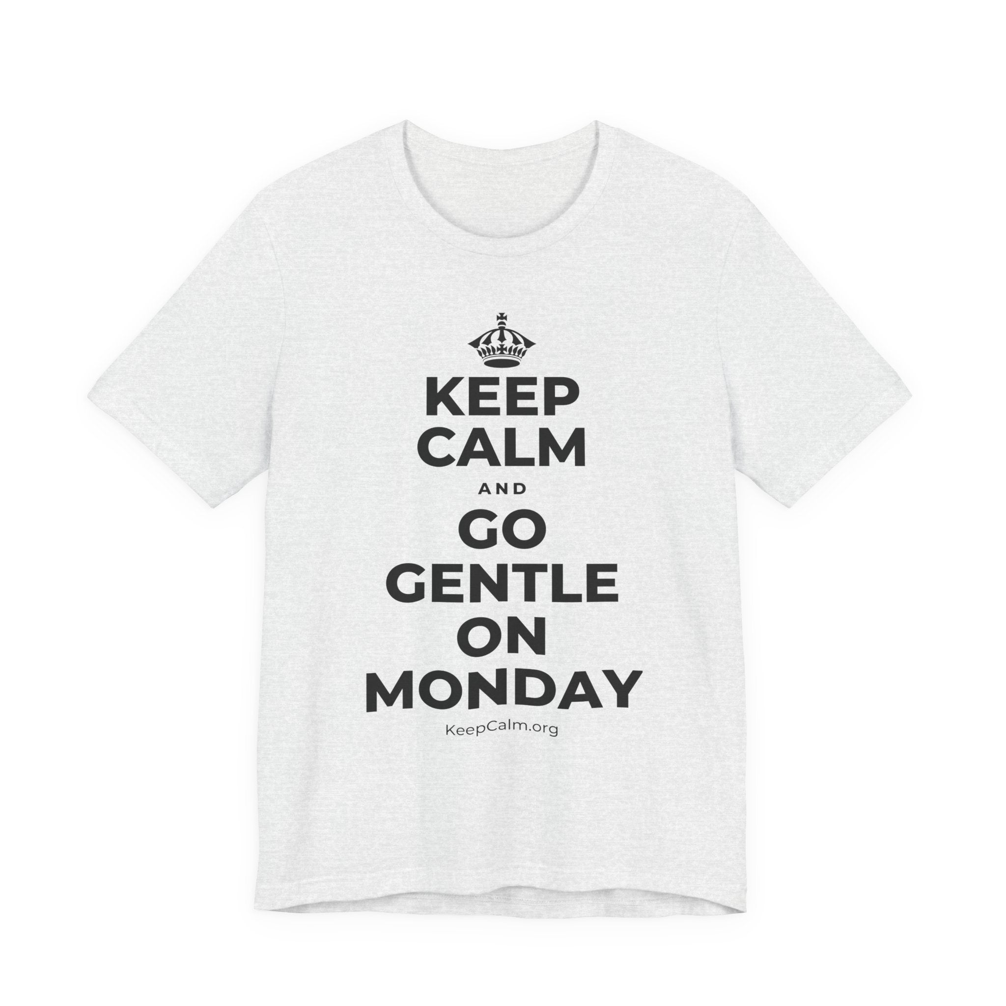 KEEP CALM AND GO GENTLE ON MONDAY T-Shirt (Soft Cream–Heather Mauve)