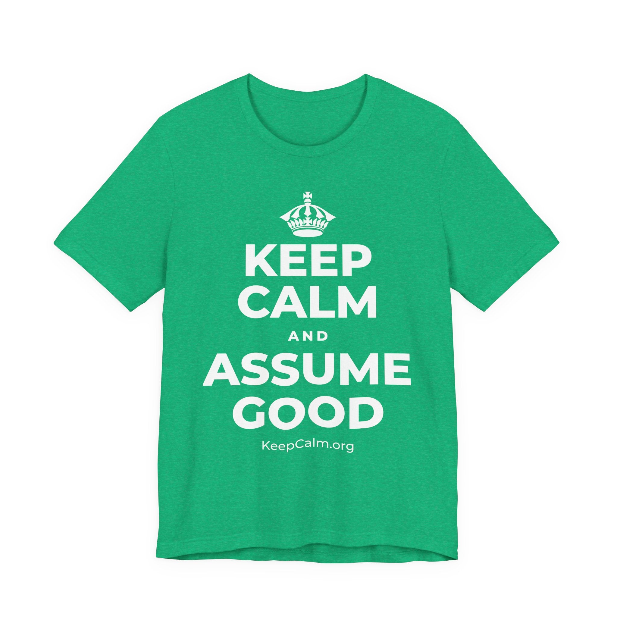 KEEP CALM AND ASSUME GOOD T-Shirt (Baby Blue–Silver)