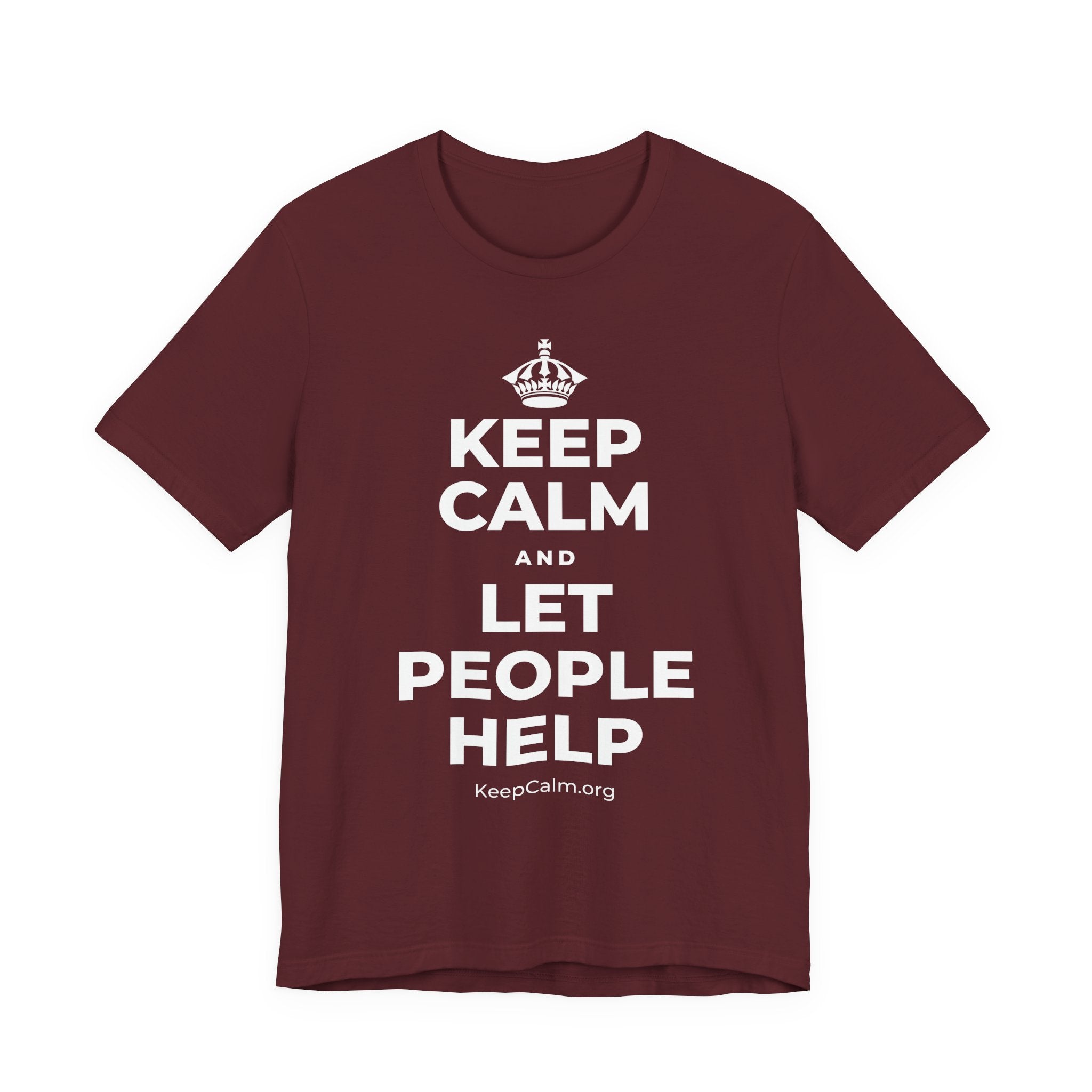 KEEP CALM AND LET PEOPLE HELP T-Shirt (Baby Blue–Silver)