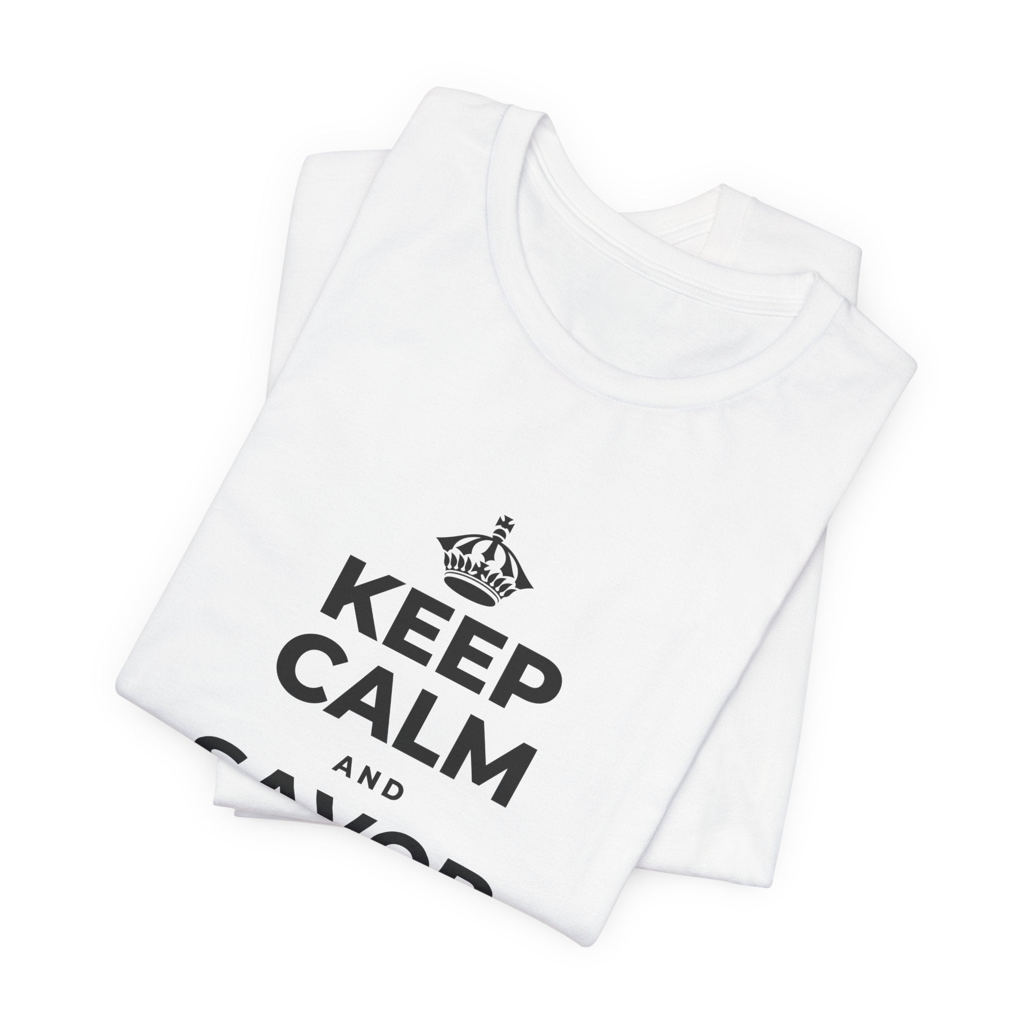 KEEP CALM AND SAVOR THE SMALL JOYS T-Shirt (White–Asphalt)