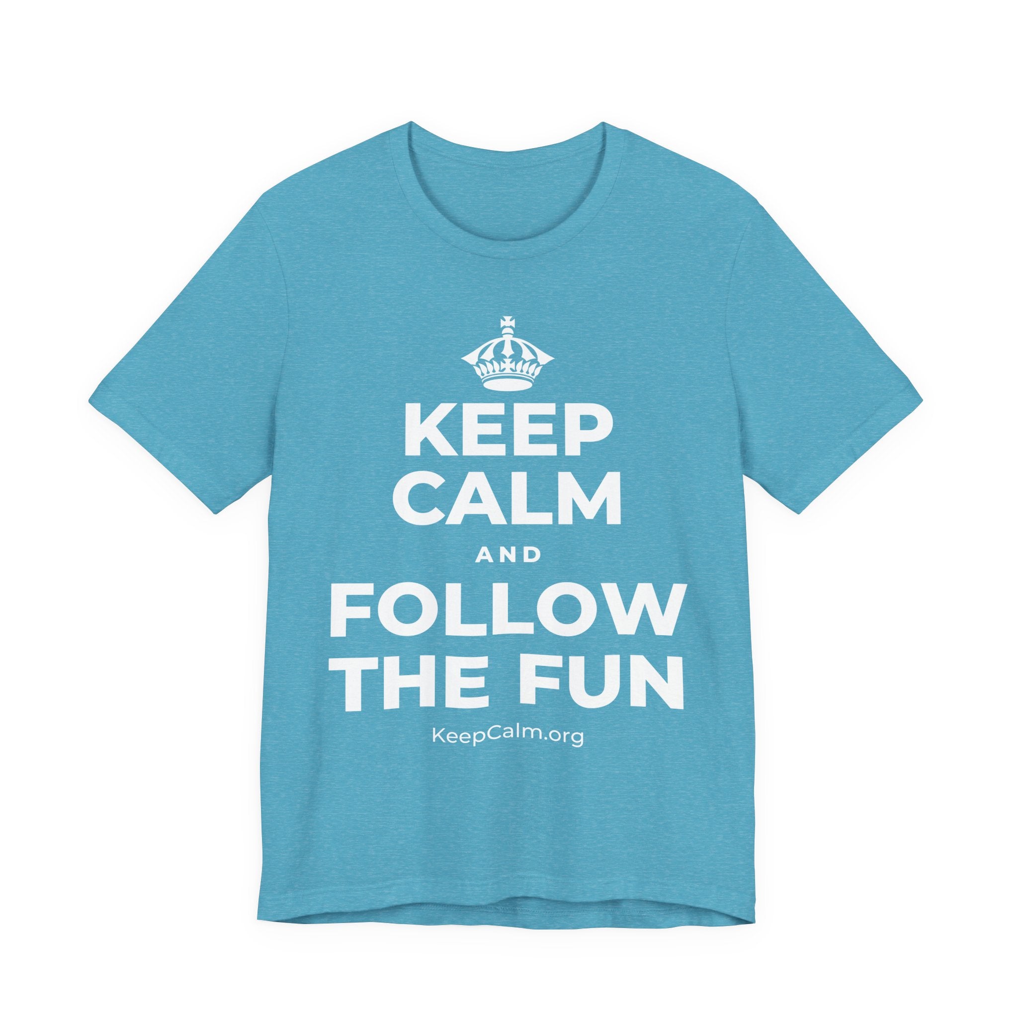 KEEP CALM AND FOLLOW THE FUN T-Shirt (Soft Cream–Heather Mauve)