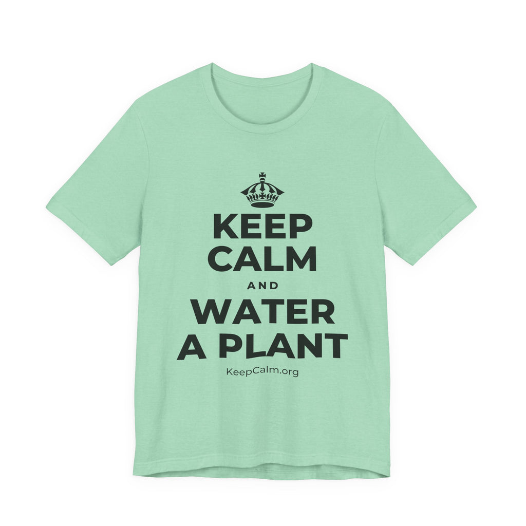 KEEP CALM AND WATER A PLANT T-Shirt (Baby Blue–Silver)