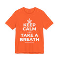KEEP CALM AND TAKE A BREATH T-Shirt (Baby Blue–Silver)