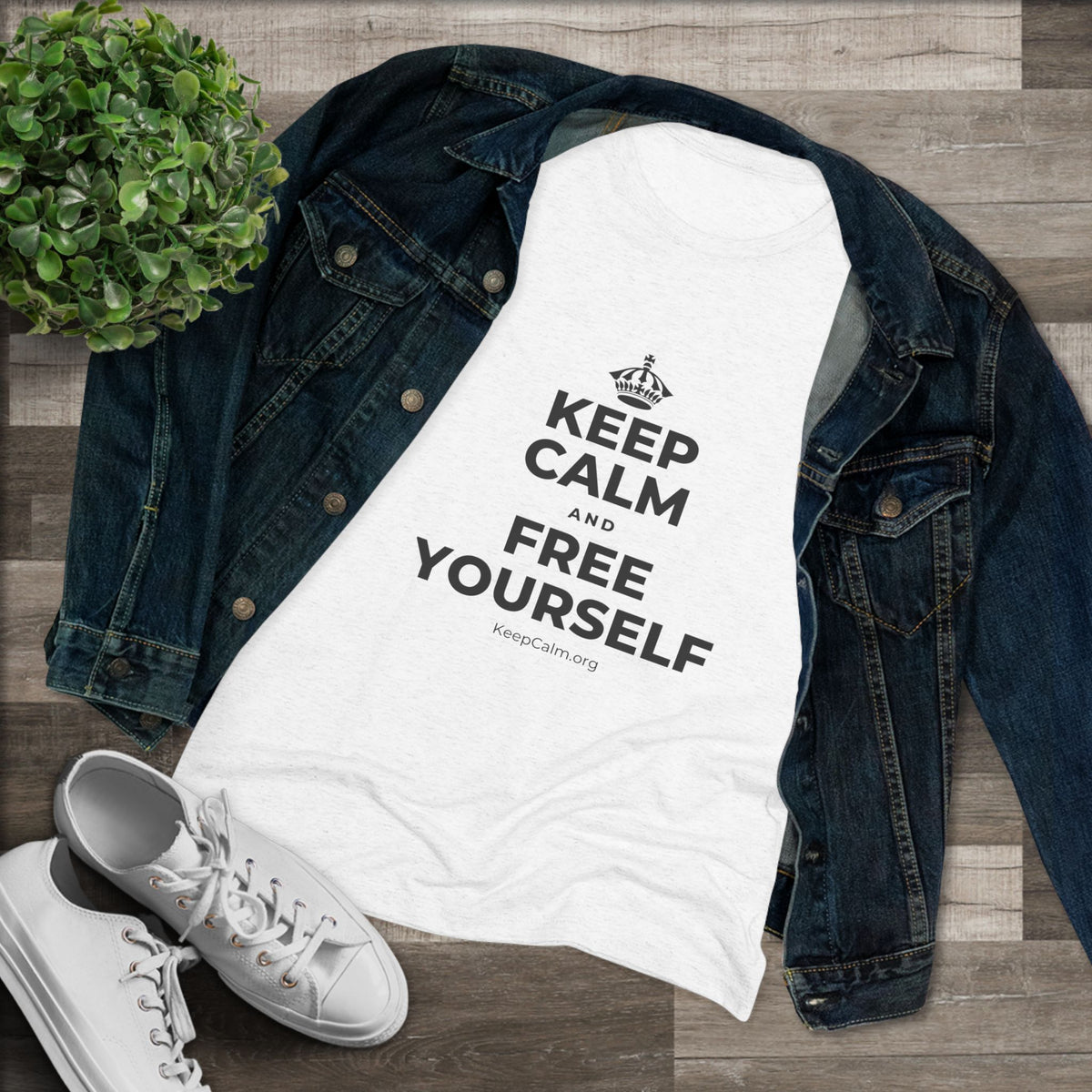 KEEP CALM AND FREE YOURSELF Women's Tri-Blend Tee