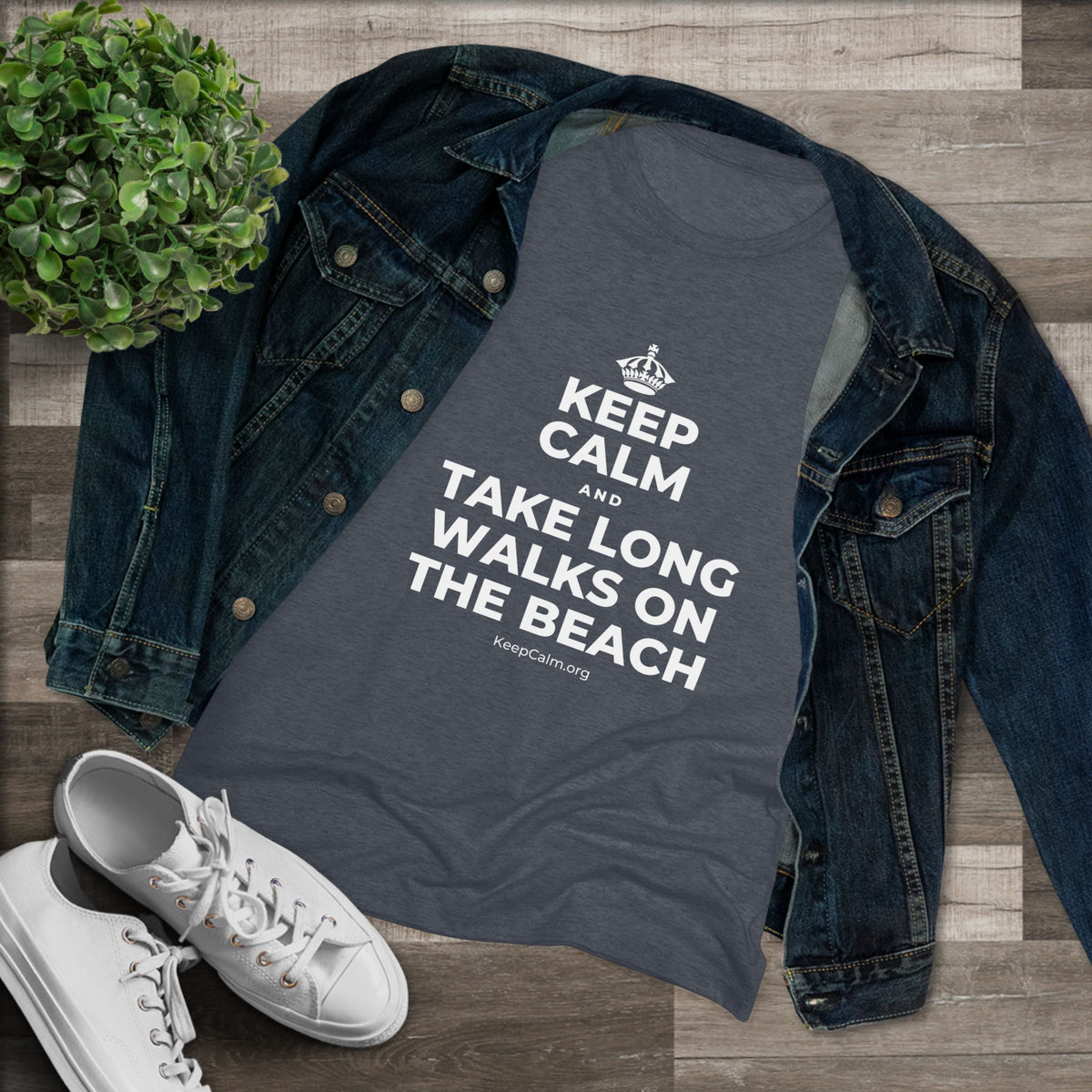 KEEP CALM AND TAKE LONG WALKS ON THE BEACH Women's Tri-Blend Tee