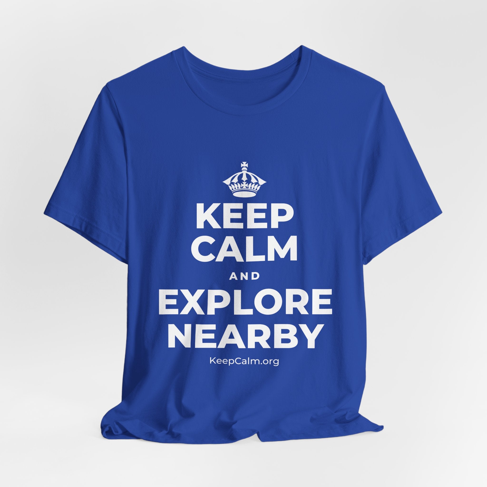 KEEP CALM AND EXPLORE NEARBY T-Shirt (Soft Cream–Heather Mauve)