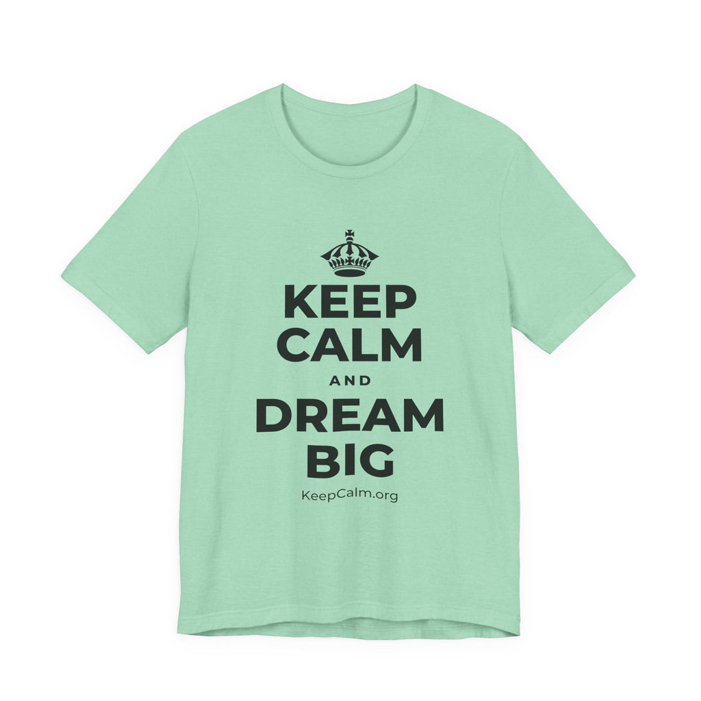 KEEP CALM AND DREAM BIG T-Shirt (Baby Blue–Silver)