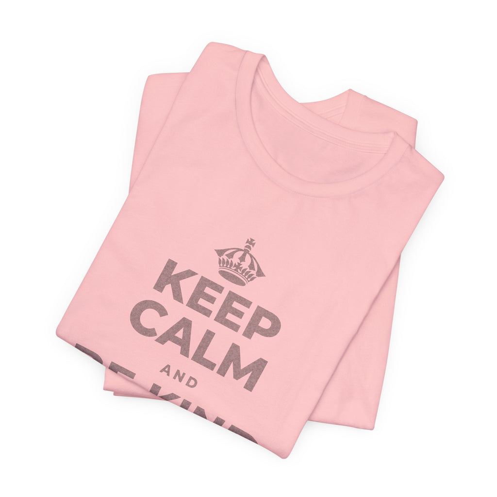 KEEP CALM AND BE KIND TO THE NEW KID T-Shirt (White–Asphalt)