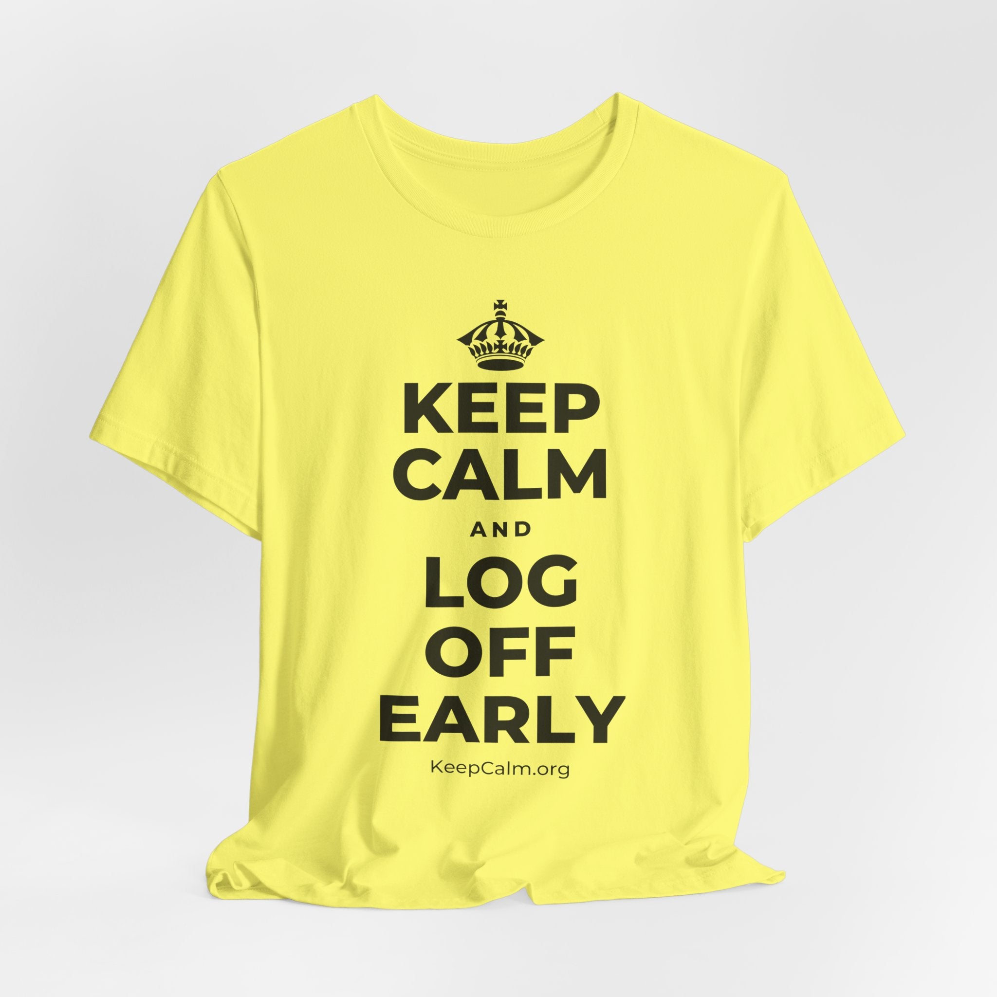 KEEP CALM AND LOG OFF EARLY T-Shirt (Soft Cream–Heather Mauve)